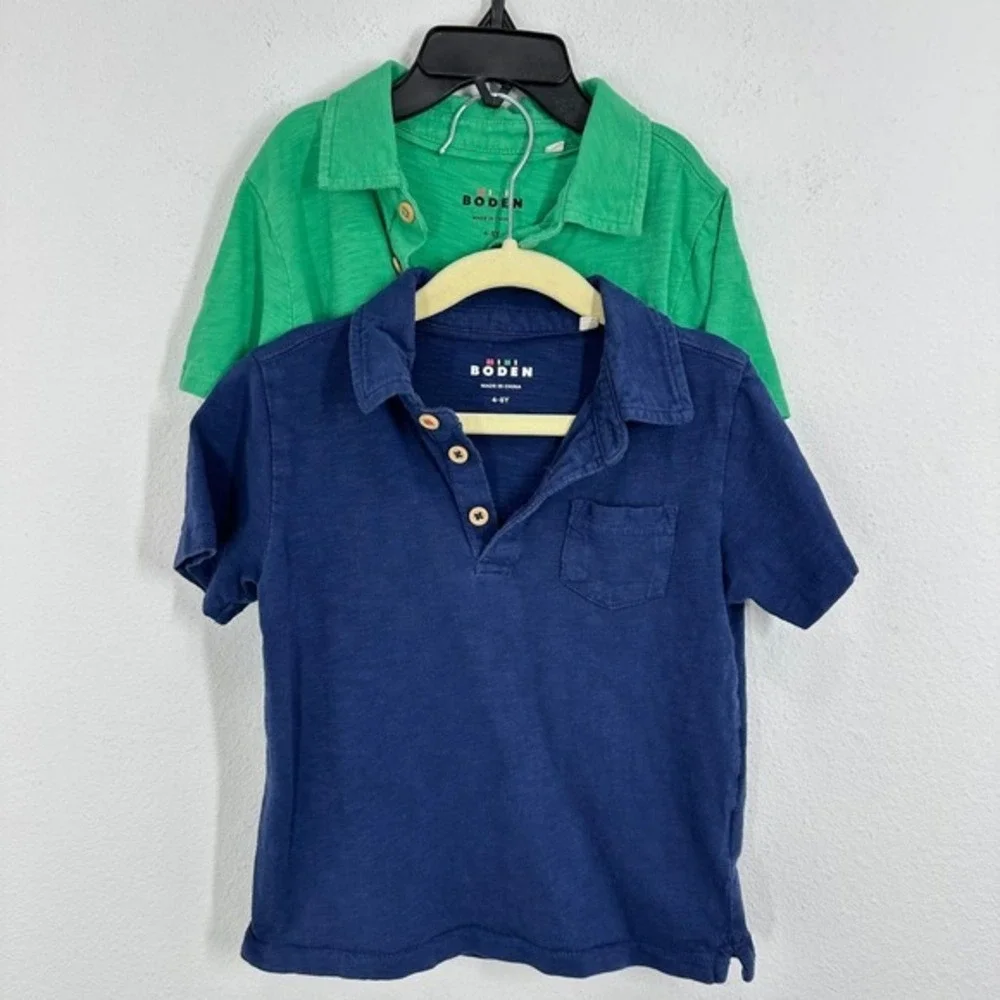 Mini Boden Polo Shirt Bundle Size‎ 4 5 Green Blue Short Sleeve School Clothes